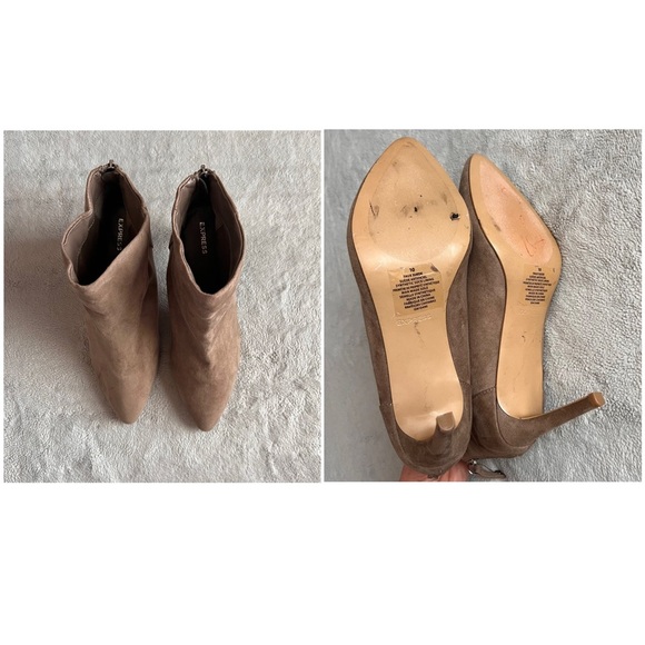 Express Vegan Faux Suede Pointed Toe High Heel Ankle Bootie Boots Sz 10 - Picture 3 of 14